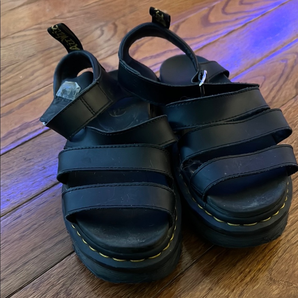 Dr Marten Black Chunky Platform Sandals with Adjustable Straps